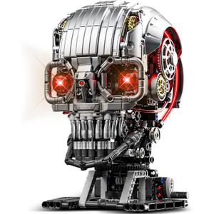 Mechanical Skull Building Set with Light, Horror Ghost Zombie Skeleton Head Gothic Home Decor, Compatible with Lego for Adults, Halloween Toy Gift for Teens Boys Ages 14+ (1099 PCS)