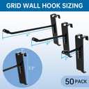 50pcs Gridwall Hooks 2inch Anti-Scratch 15Tilt Angle with Black High Grade Surface Coating Grid Wall Hooks for Grid Wall Panel Gridwall Hooks & Hangers