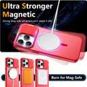 YFEMLAZ for iPhone 15 Pro Case(Built-in Invisible Kickstand) Heavy Duty MagneticCompatible with MagSafe Military-Grade Drop Protection,Translucent Matte for iPhone 15 Pro Case 6.1",Red