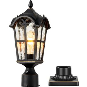 VIANIS Dusk to Dawn Outdoor Post Light, Black 1-Pack Lamp Posts Outdoor Lighting with Pier Mount Base, Waterproof Aluminum Outside Post Lights for Garden, Patio, Pathway (Hardwired 120VAC)