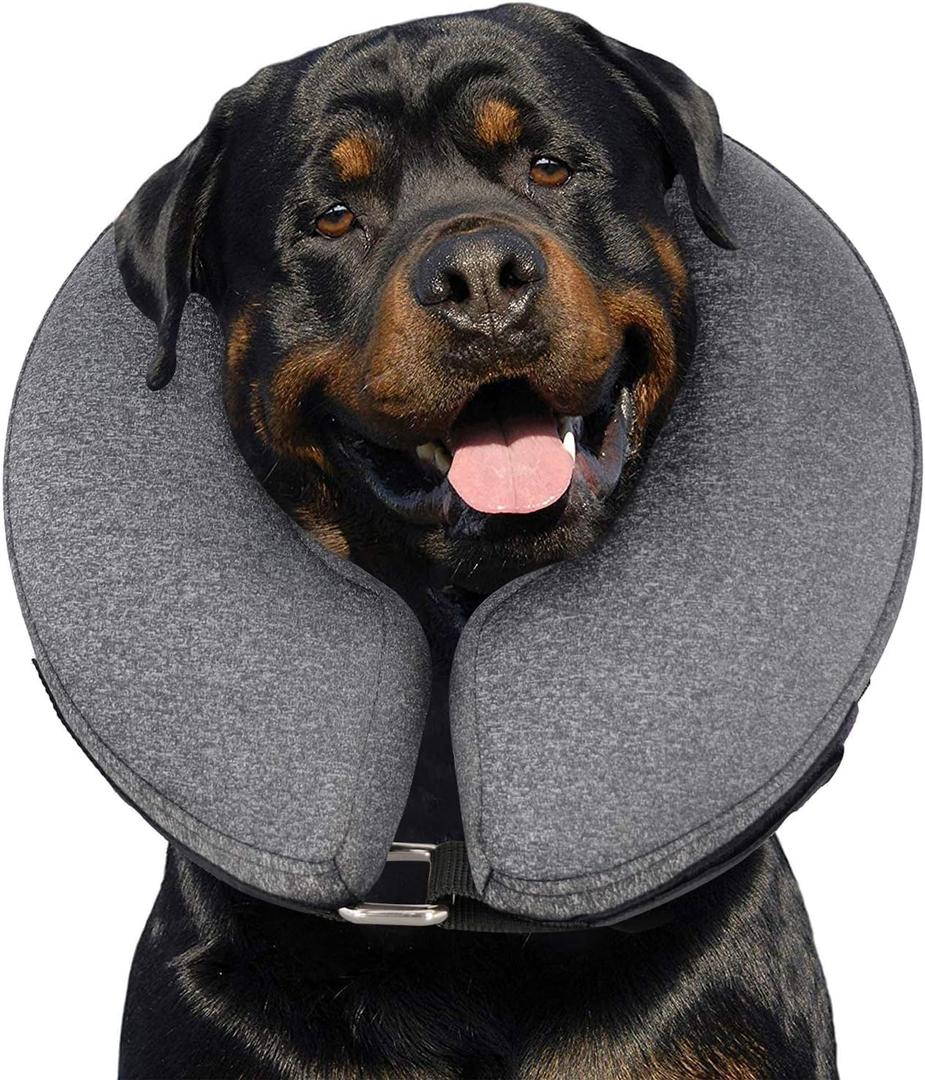 MIDOG Inflatable Dog Neck Donut Collar Alternative After Surgery, Soft Protective Recovery Cone for Small Medium Large Dogs and Cats Puppies - Alternative E Collar (Gray, XL) (X-Large(Neck:21"-24"), Grey)