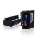 EZDIY-FAB Shield 24-Pin Angle Adapter with Infinity Mirror ARGB Light,ATX 24 Pin Power Connector, 5V 3pin ARGB Sync-180 Degree-Black-1 Pack