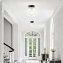 Semi Flush Mount Ceiling Light, Globe Glass Ceiling Light Fixture, Black Modern Lighting for Hallway Porch Corridor Kitchen Bedroom, Bulb Not Included (9.38 inch)