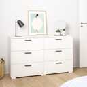 Tvilum Sofia 6-Drawer Bedroom Double Dresser in White, 54.6" W x 32.6" H x 15.7" D