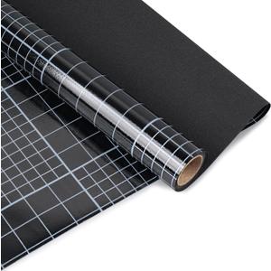 HIDBEA Blackout Window Film,100% Light Blocking Room Darkening Window Privacy Film,Frosted Glass Window Film Heat Control, Removable Window Cover Tint for Day Sleep (Black,17.5in x 6.5ft) (Total Blackout-grid)