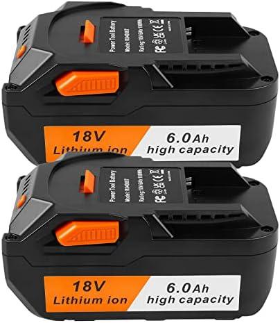 Futurebatt [2-Pack] 18V High-Output 6.0Ah! Lithium Battery for Ridgid 18V Tools Battery R840089 R840087 R840086 R840085 R840084 R840083 AC840085 AC840086 AC840087P 18 Volt Battery