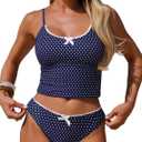 ZAFUL Womens Tankini Swimsuits Tummy Control High Cut Bow Decor Bathing Suits Two Piece Bikini Sets