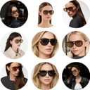 Hanj Retro Square Aviator Sunglasses for Women Men 70s 80s Classic Shades Gold Temple Fashion Glasses (Blue)