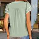 Dokotoo Womens Summer Tops 2026 Boho Floral Ruffle Short Sleeve V Neck Dressy Casual Loose Blouses Shirts (Green, XXL)