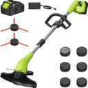 Aokia String Trimmer: Grass Edger with 4 Replacement Spools and 2 Blands - Lightweight Electric Lawn Cutter, 40V 2.0Ah Battery Powered Cordless Weed Wacker for Garden, Yard
