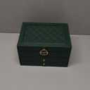 Unimoly 3-Layer Jewelry Box for Women, Jewelry Organizers and Storage with Removable Jewelry Tray, Vintage Quilted Top Lockable Jewelry Holder Gift Idea Dark Green
