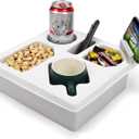 Couch Cup Holder Tray, Silicone Sofa Couch Caddy for Bed Car Seat Beach Organizer, Waterproof Cup Holder with Phone Stand for TV Remote, Snacks, Drinks, Cellphone (White)