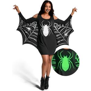 Spooktacular Creations Spider Woman Costume, Bat Costume Adult Women for Halloween Dress Up Party (XX-Large, Black)