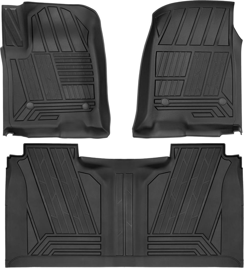 Floor Mats for 2019-2025 Chevrolet Silverado/GMC Sierra 1500 Crew Cab & 2020-2025 Chevy/GMC 2500HD/3500HD|Custom Fit|Front & Rear|Front Bucket|All-Weather Car Liners for Trucks Slv&Sra|(19-25)1500&(20-25)2500HD/3500HD Crew Cab