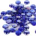 Houseables Glass Beads for Vases, Marbles for Vases, Glass Marbles, Filler, Blue Beads, Flat, Blue Gems, Crafts, Pebbles, Stones, Decorative Rocks, Plants, Florist, Floral, Fishbowl, 5 LBS, 400-500 PC
