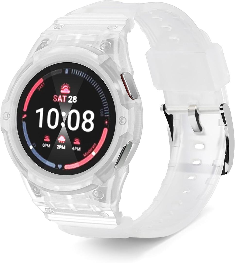 Yrzper Compatible for Samsung Galaxy Watch 7 6 5 4 44mm 40mm Band with Case, Shockproof Durable Rugged Protective Case with Silicone Replacement Watch Strap, Drop-proof Case for Men Women