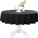 Romanstile Round Waterproof Tablecloth, Stain Resistant Washable Table Cloths Wrinkle Free Polyester Table Covers for Kitchen Dining Party Wedding Indoor and Outdoor - Black, 60 Inch