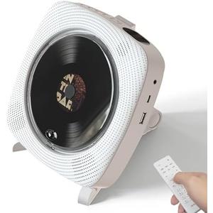 Realinkus CD Players for Home, Portable CD Player with Speakers, FM Radio, Remote Control, AUX Port, USB Read, Compatible Formats, Wired Powered, Desktop and Wall Mounted, White, Gift