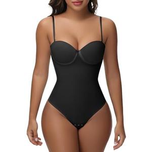 SHAPSHE Strapless Shapewear Corset Bodysuit Tops for Women Tummy Control V Neck Thong Body Shaper Going Out Outfits, XL
