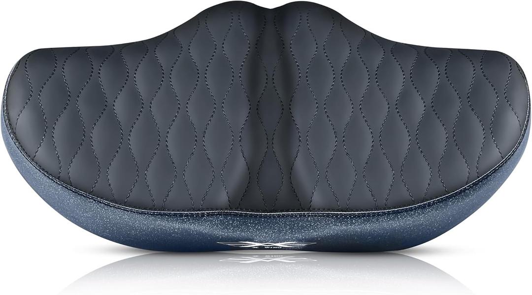 X WING New-Age Noseless Bike Seat Cushion for Men & Women - Extra Padding & Wide - Suitable for City, Electric, Stationary Bikes - Compatible with Peloton Bikes  Wide Winged Bike Seat with Cushion (Black Bubble)