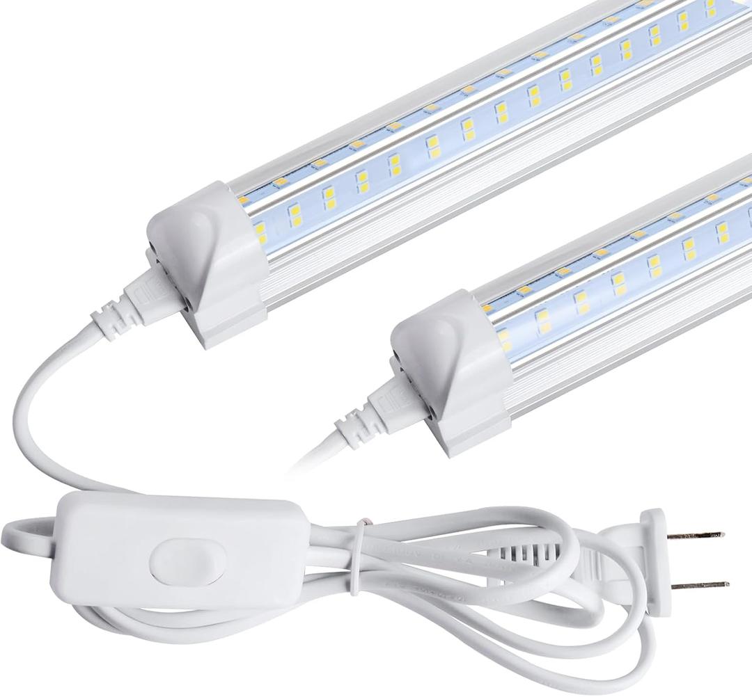 AQIQUUT Led Shop Light 2ft, Led Shop Light,25W 6500K 3200LM Clear Cover,T8 LED Light Fixture,Ceiling and Utility Shop Lights, Linkable Light Fixture for Room, Garage, Workbench, Warehouse(2-Pack)