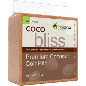 Coco Bliss (10lbs) - Organic Coco Coir for Plants - OMRI-Listed Coco Coir Brick for Garden Soil & Potting Mixes - Coconut Fiber Substrate Mixes with Potting Soil for Indoor Plants & Outdoor Plants (EXP 07/31/26)