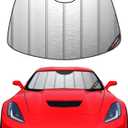 Windshield Sun Shade for Chevy Corvette C7 2014-2019,Front Window Sunshade,Blocks UV Rays,Windshield Sunshade Cover Warm Weather Keep Your Seat Cooler (Metallic)