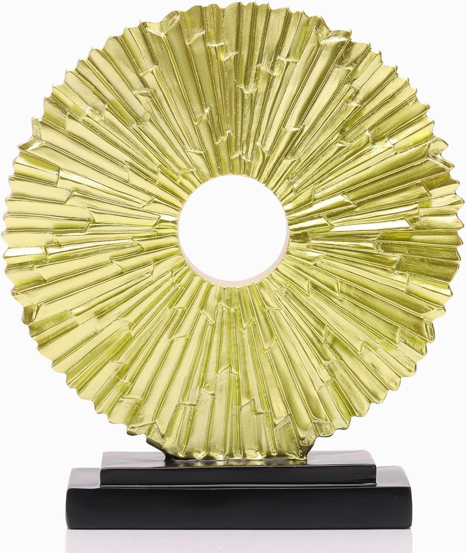 DOVDOV Gold Home Decor Sculpture, Unique Round line Statue, Modern Home Decor, Decorative Panel Statue Gold Decoration for Living Room TV Stand, Office, Bedroom, Dining Table Centerpiece.