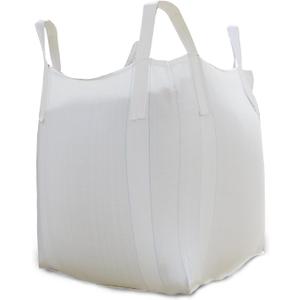 FIBC Bulk Bag - 2650 lbs Capacity, 39x39x39 inches, Polypropylene (PP), Open Top, White, Rectangular, Reusable, 1-Pack