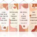 4PCS Church Banners for Sanctuary Wall - 2x6ft Oxford Cloth Inspirational Christian Banner with Bohemian Lines Flower Design, Worship Decorations