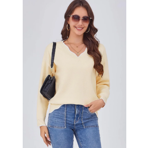 Arolina Women's 100% Cotton Sweater, Basic Lightweight Long Sleeve Pullover, XL