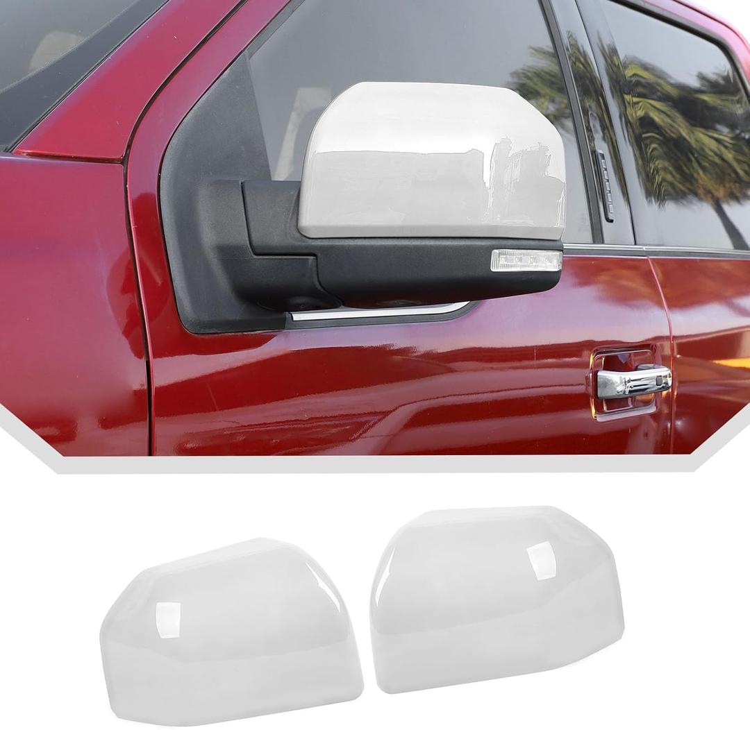 JeCar White Side Mirror Cover Cap Trim Fit for Ford F150 2015-2020 (2pcs)