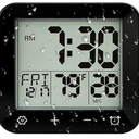 onannos Digital Waterproof Shower Clock, Bathroom Kitchen Clock with Countdown Timer, Wall Clock with Large LCD Display, Temperature, Touch Button, Suction, Hanging Hole, Battery Operated I Black