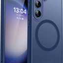 CANSHN Designed for Samsung Galaxy S23 Case [Full Camera Protection] [Compatible with MagSafe] Translucent Matte Shockproof Protective Phone Cover 6.1 Inch - Deep Blue