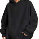 Trendy Queen Womens Oversized Hoodies Fleece Hooded Sweatshirts Casual Pullover Fall Winter Outfits Long Sleeve Tops 2025 (Small, Black)