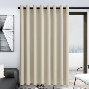 Deconovo 100% Blackout Curtains  Noise Reducing, Thermal Insulated Drapes  Grommet Room Darkening Window Panels  Light Blocking & Privacy Protection (Light Beige, 100x95 Inch, 1 Panel)
