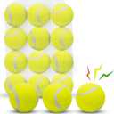 Nobleza 12 Pack 2.5' Floatable Squeaky Tennis Balls for Small Medium Dogs, Training Safe Natural Rubber Squeaky Dog Balls for Fetch Exercise, Yellow (2.5 in - Moderate Chewer)