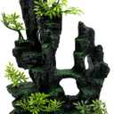 Tfwadmx Aquarium Mountain View Moss Tree Rock Cave Fish Tank Stone Ornament Landscape Decoration with Small Plants