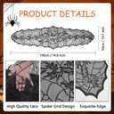 Fall Decorations Table Runner - Black Lace Maple Leaves Table Runners for Autumn Table Decor, 20*75 Inch Halloweens Lace Table Runner for Halloweens Party Home Kitchen Dinner Decoration Indoor