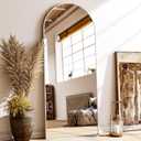 56"x21" Floor Full Length Mirror Standing Full Body Rounded Corner Rectangle Mirrors with Stand Hanging Wall Mounted Leaning Bedroom Living Room Bedroom Cloakroom (Silver)