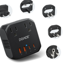 DOACE 2000W 220V to 110V Converter for European Travel for Hair Dryers, Voltage Converter US to Europe with Fast Charging Power Converter Adapter Combo with 4 USB Ports Step Down Transformer (Black)
