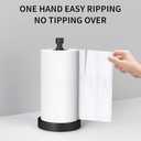 Paper Towel Holder Countertop, Black Paper Towel Holder with Weighted Base Non Slip, Standing Paper Towel Roll Holder for Kitchen Bathroom, Easy One-Handed Operation, Stainles Steel (Matte Black)