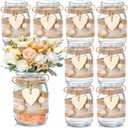 Mumufy 9 Sets Mason Jar Table Centerpiece with Lace Sleeves and Heart Shaped Hemp Rope Rustic Mason Jar Vases Reception Engagement Party Bridal Shower Centerpieces Wedding Table Decorations 