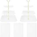 8 Pcs Dessert Table Display Set 2 Pcs 3 Layers Cupcake Stand and 6 Pcs Dessert Trays Plastic Cake Stand Set White Cake Stand and Tray Set for Wedding Birthday(white)