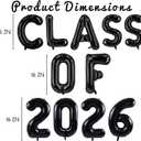 5 x 16 Inch Black Class of 2026 Balloons, Foil Graduation Balloons, Class of 2026 Graduation Party Decorations Supplies