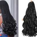 French Curly Braiding Hair 24 Inch 8 Packs Black - Pre Stretched Bouncy Braiding Hair- Loose Wavy Synthetic Hair Extensions for Black Women (24 inch 8 packs, 1B)