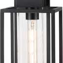 Outdoor Pendant Light, 16" Dusk to Dawn Exterior Chandelier Porch Hanging Light with Clear Glass, Modern Black Outdoor Hanging Lantern for Porchs Gazebo, OS-KY1006