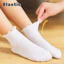ANYANIME 6 Pairs Toddler Ruffle Socks for Girls Baby Grip Socks Non Slip Socks Cute Grippy Frilly (0-12 Months, White)