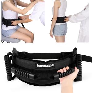 Gait Belt for Seniors, Transfer Belt with 6 Nylon Padded Handles, Medical Belt for Lifting Patients, Safety Gait Belt for Elderly Easy to Use Quick Release Buckle (Black, Short)