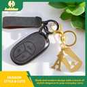 7 x A-Z Stainless Steel Letter Keychain - Alphabet Initial Key Ring for Men Women, Purse or Car Charm